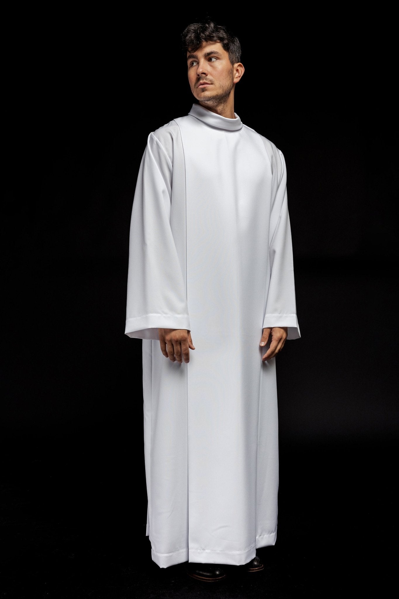 Priest's alb with neck collar in white KAB/022/04/12 135cm/164cm - HAFTINAUSA.COM