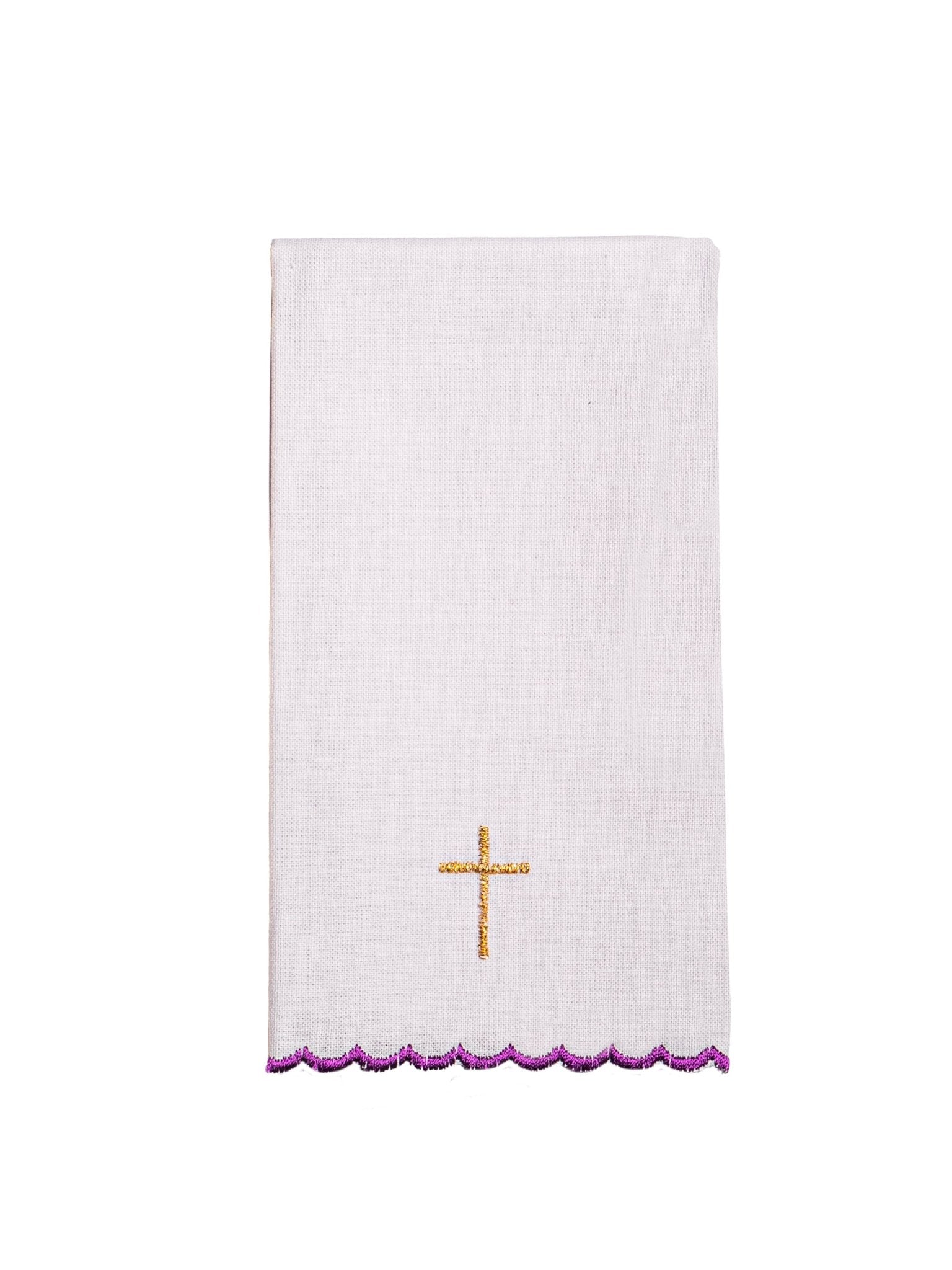 Purple Chalice Linens made of cotton with gold cross embroidery KK/156/03 - HAFTINAUSA.COM