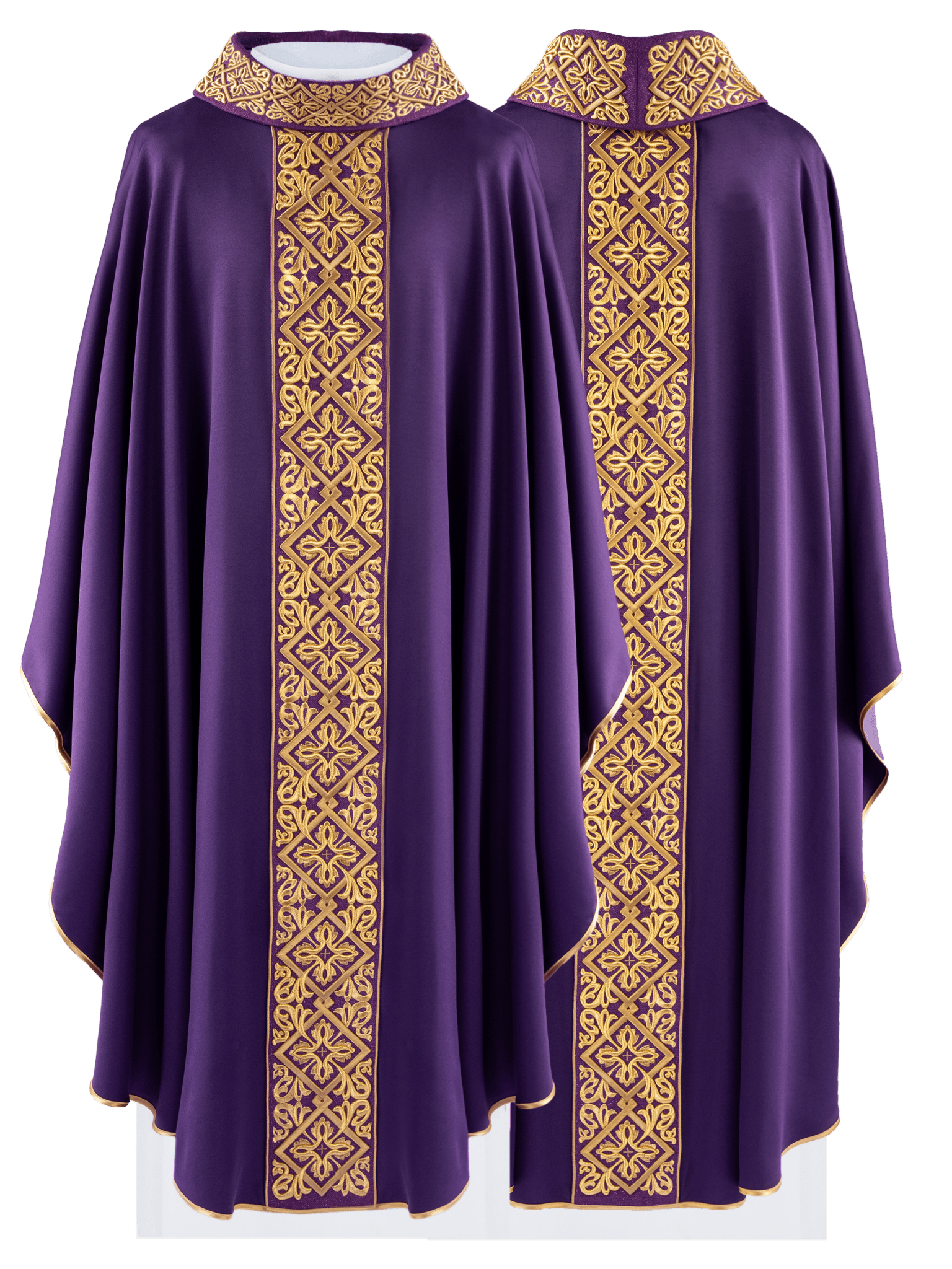 Purple chasuble with embroidered collar LE/7027/03 - HAFTINAUSA.COM