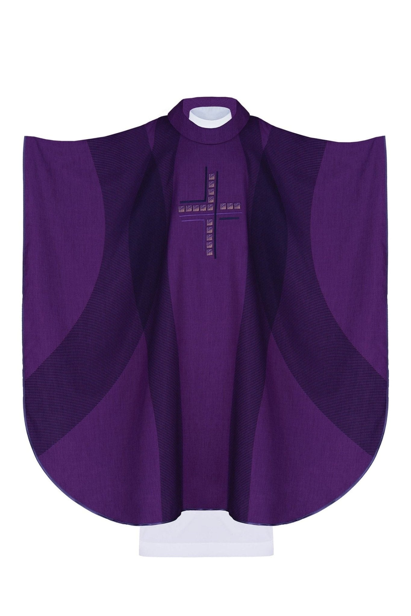 Purple chasuble with embroidery and print HA7036 - 03 FIOLET - HAFTINAUSA.COM