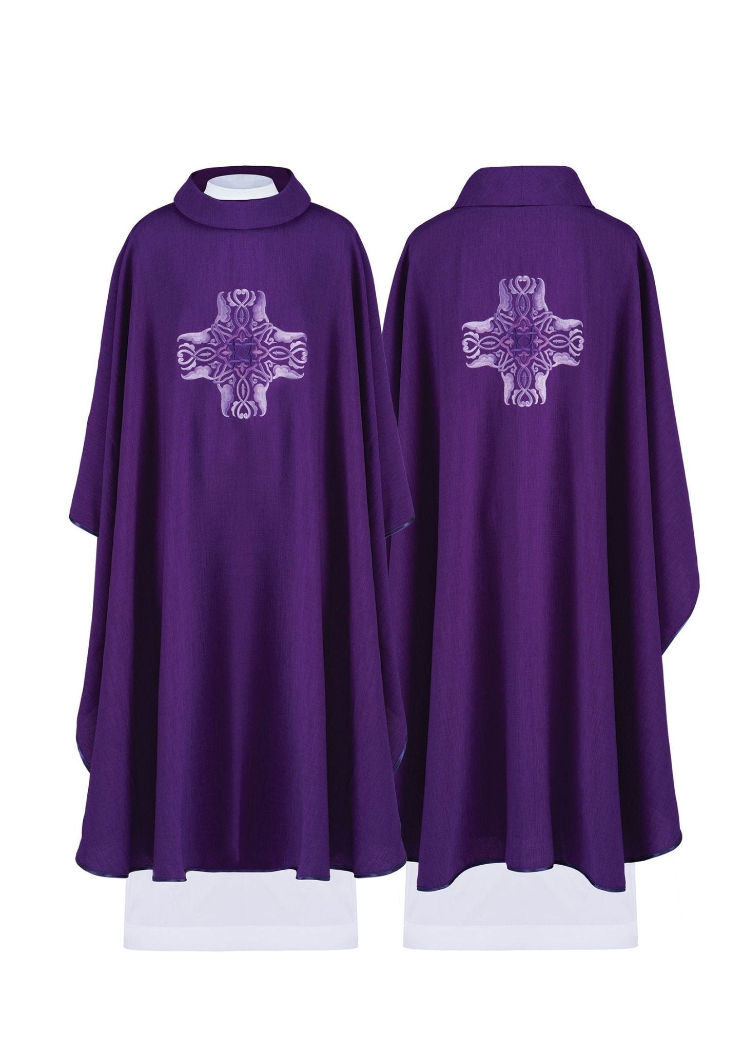 Purple chasuble with purple cross HA7035 - 03 FIOLET - HAFTINAUSA.COM