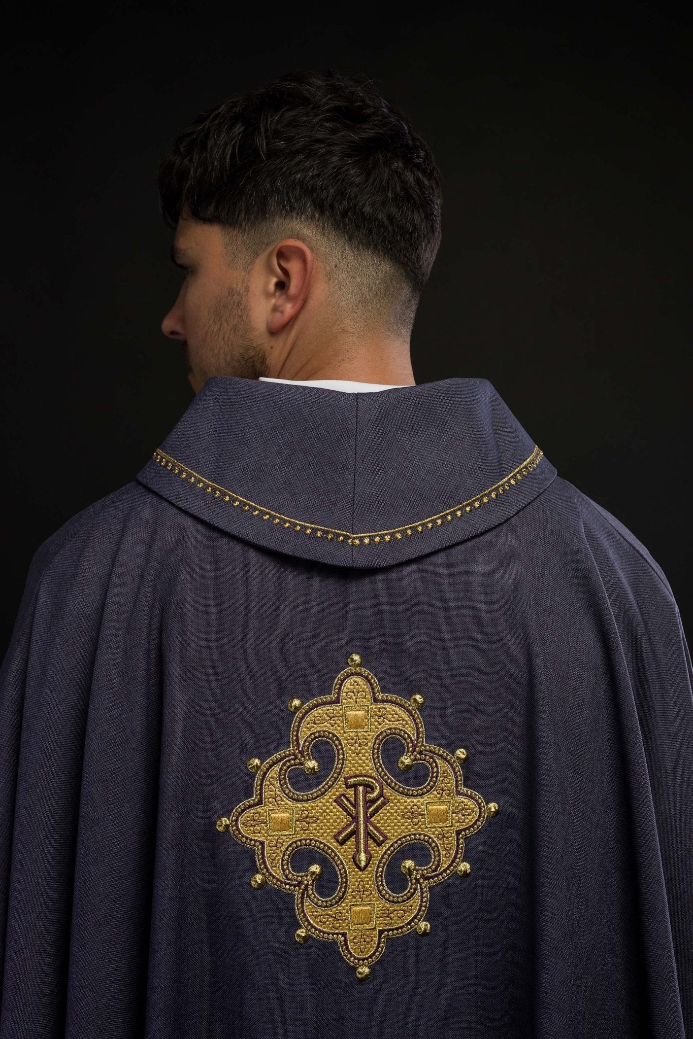 Purple robe with gold PAX embroidery S - 7065 - 03 - 70 - HAFTINAUSA.COM