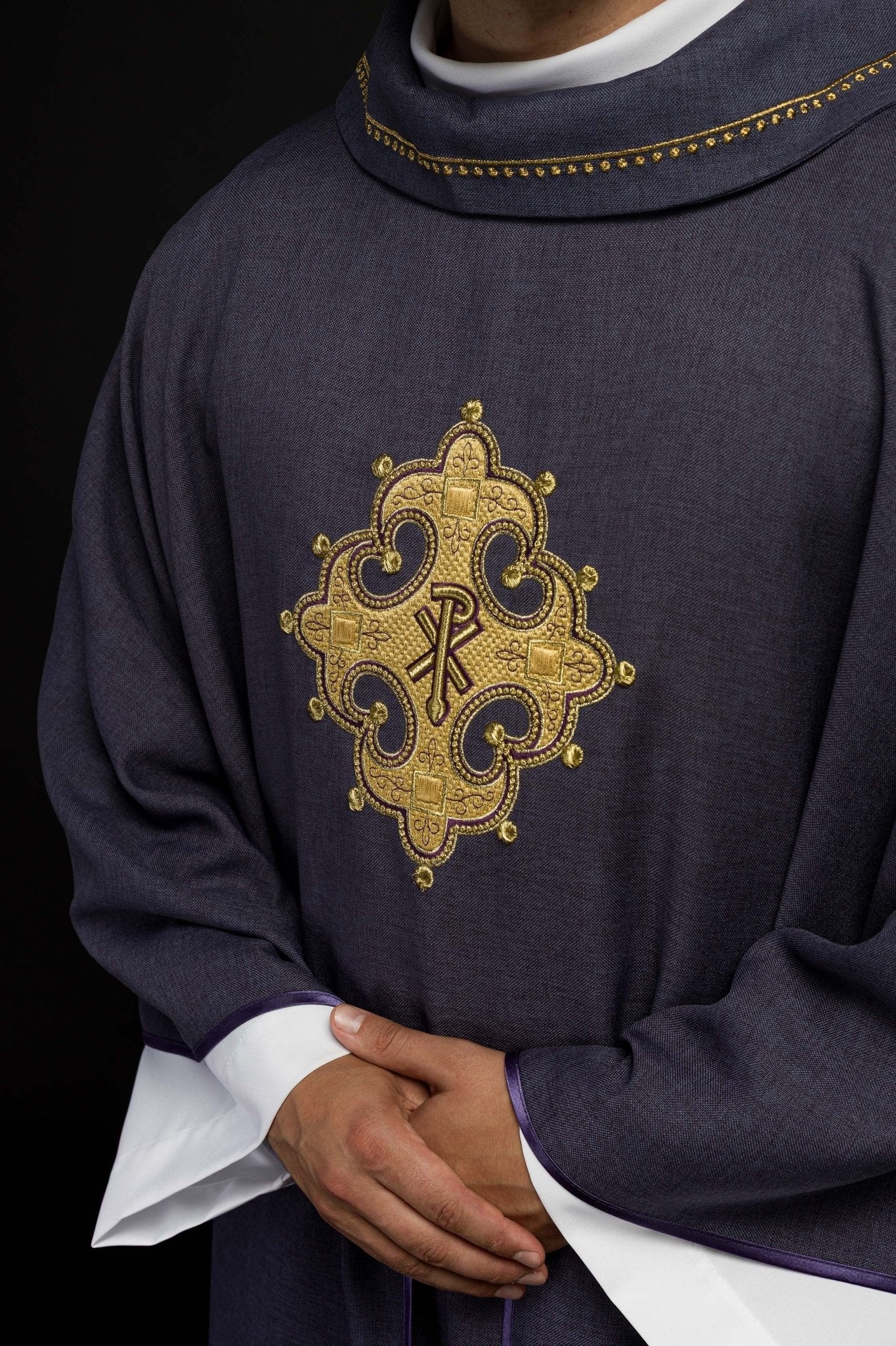 Purple robe with gold PAX embroidery S - 7065 - 03 - 70 - HAFTINAUSA.COM
