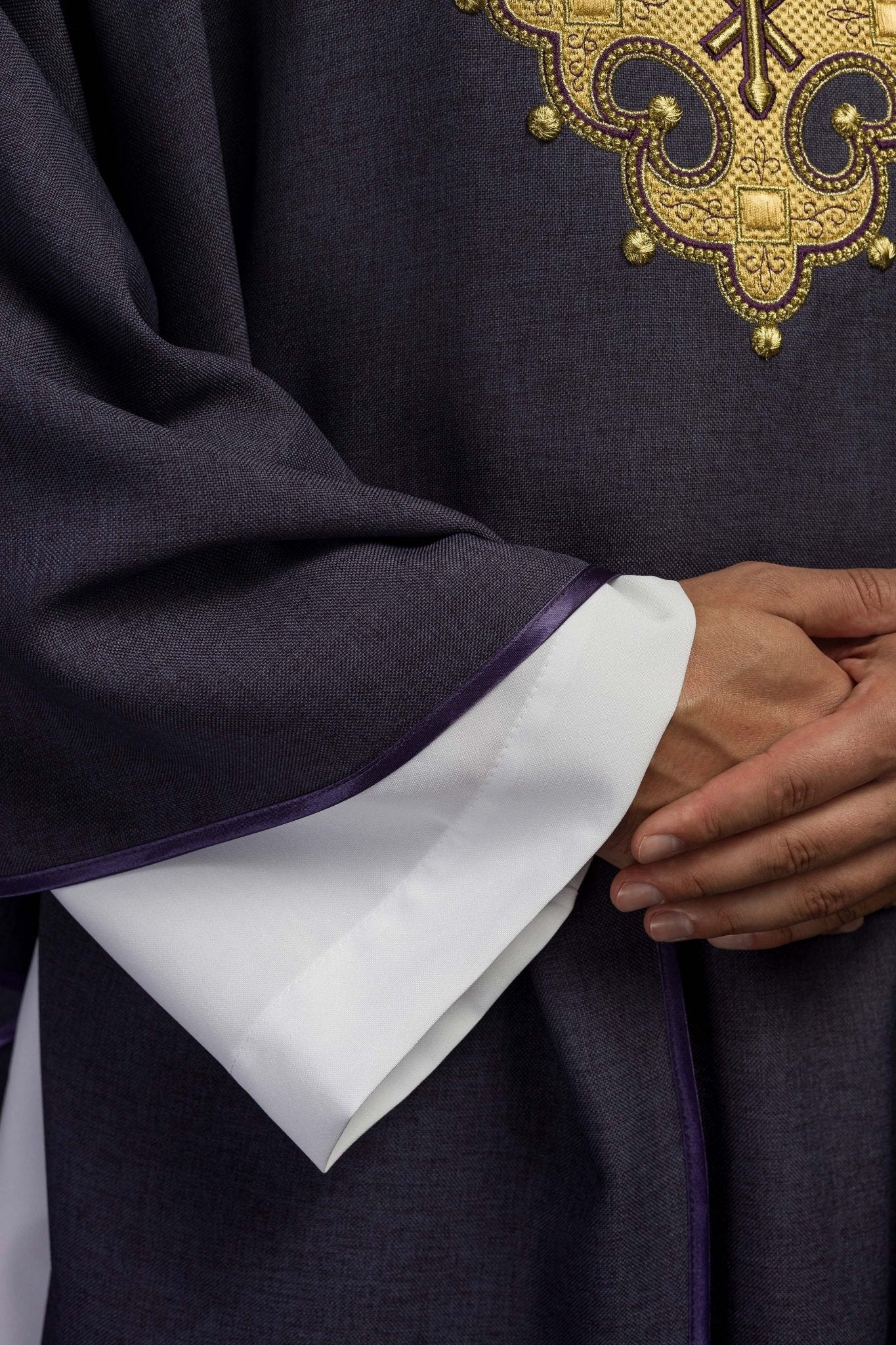 Purple robe with gold PAX embroidery S - 7065 - 03 - 70 - HAFTINAUSA.COM