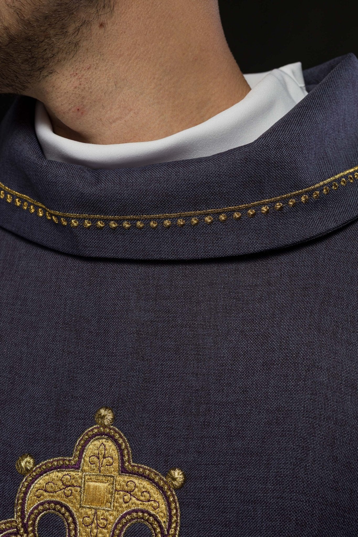 Purple robe with gold PAX embroidery S - 7065 - 03 - 70 - HAFTINAUSA.COM