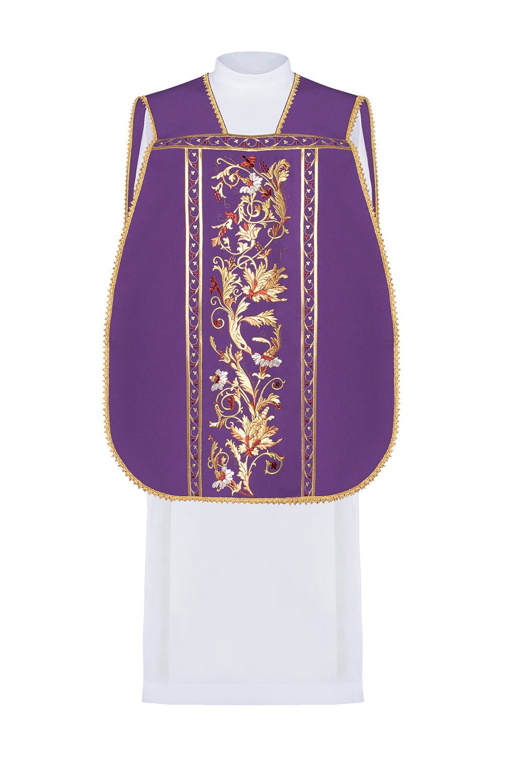 Purple Roman Chasuble embroidered with the motif of the Eucharistic chalice KOR/198/03/01 FIOLET - HAFTINAUSA.COM
