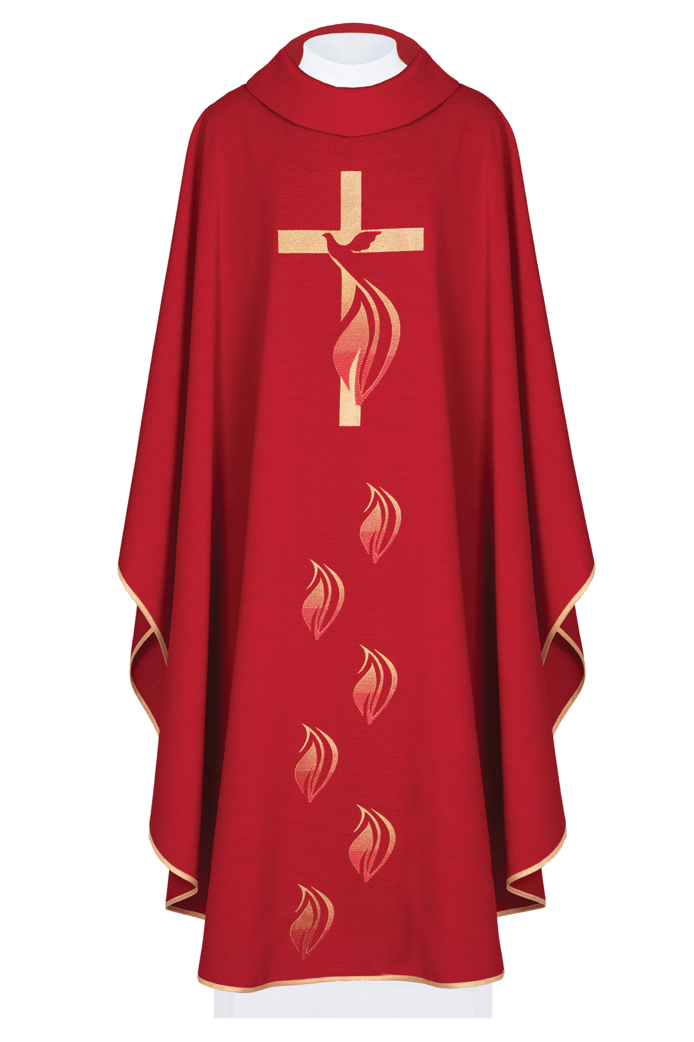 Red Chasuble with embroidery of the Holy Spirit and the Cross KOR/216/02/62 CZERWONY - HAFTINAUSA.COM