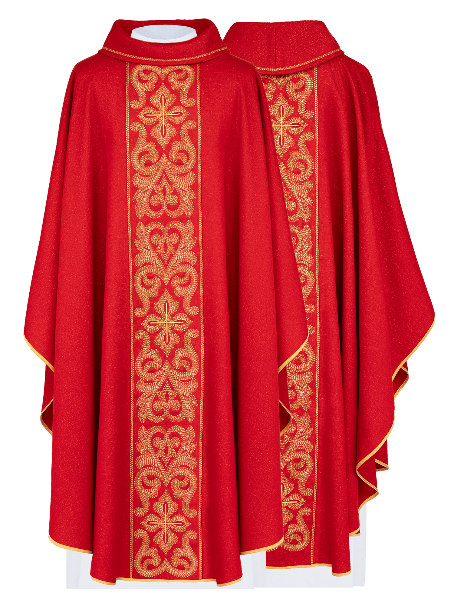 Red chasuble with light gold embroidery LE/7028/02 - HAFTINAUSA.COM