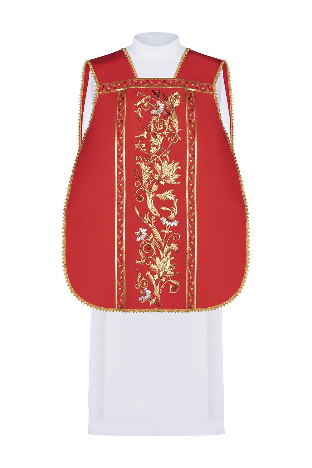 Red Roman Chasuble embroidered with the motif of the Sacred Heart of Jesus KOR/199/02/01 - HAFTINAUSA.COM