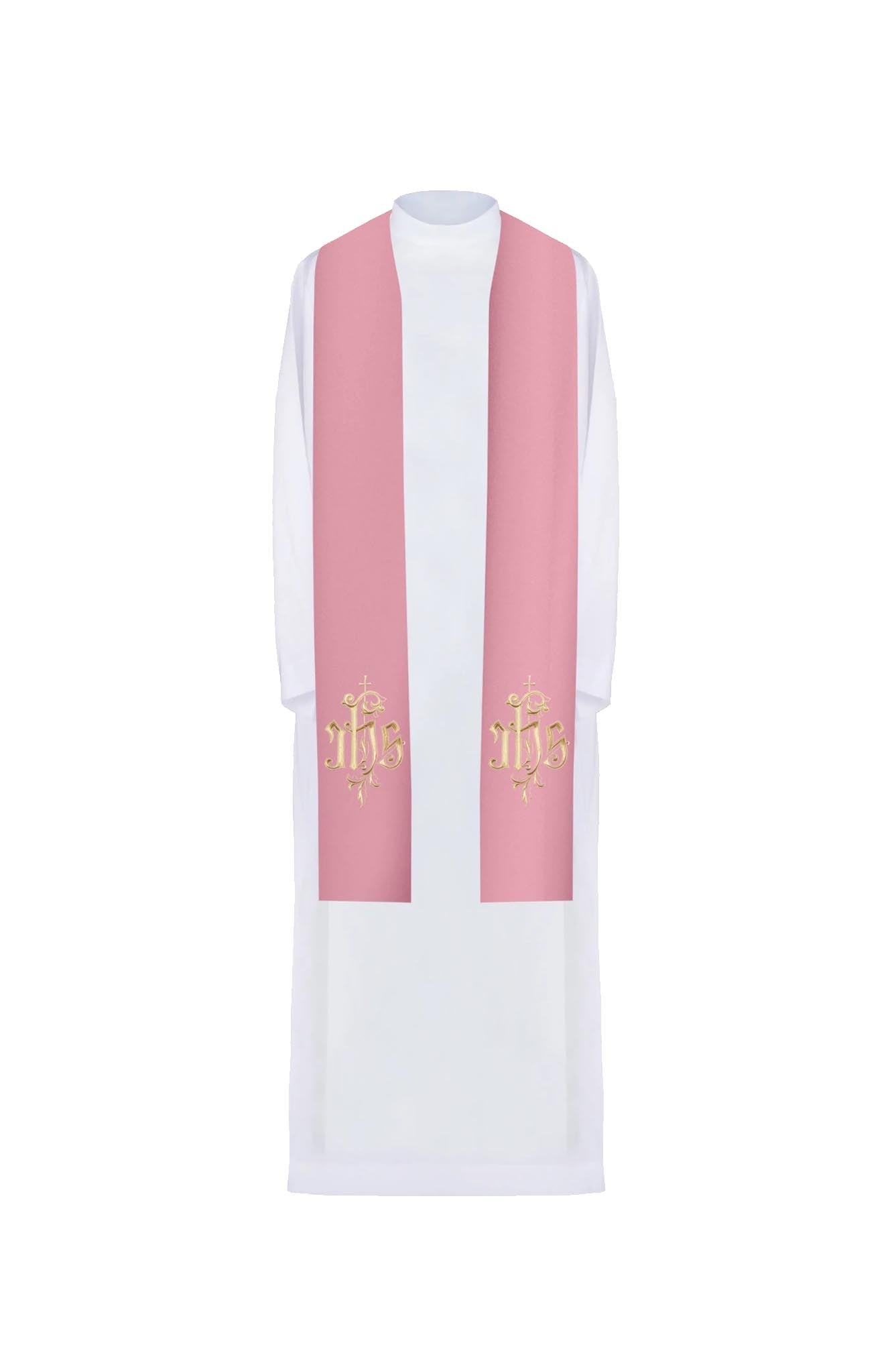 Pink embroidered IHS stole