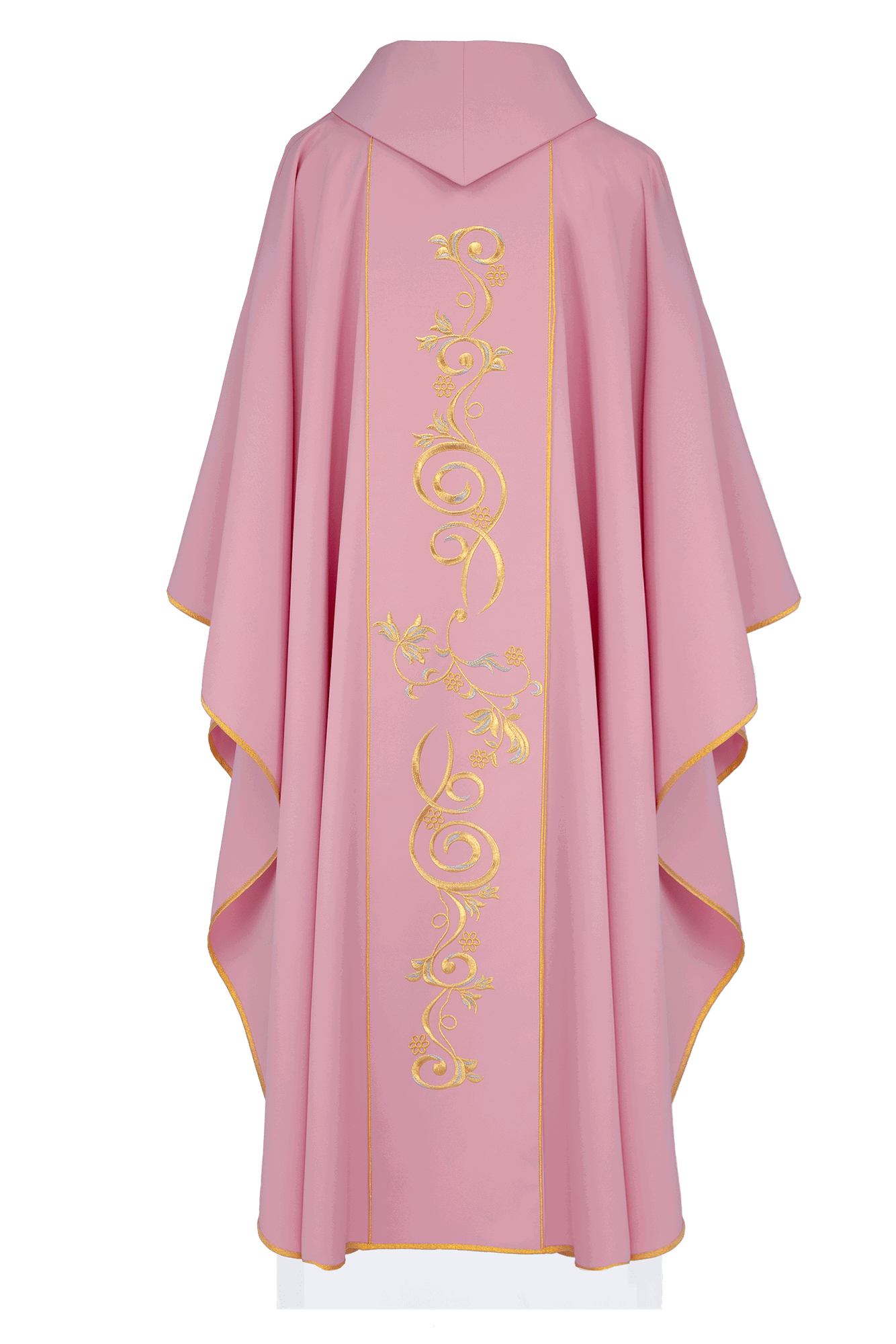 Pink chasuble with classic IHS embroidery