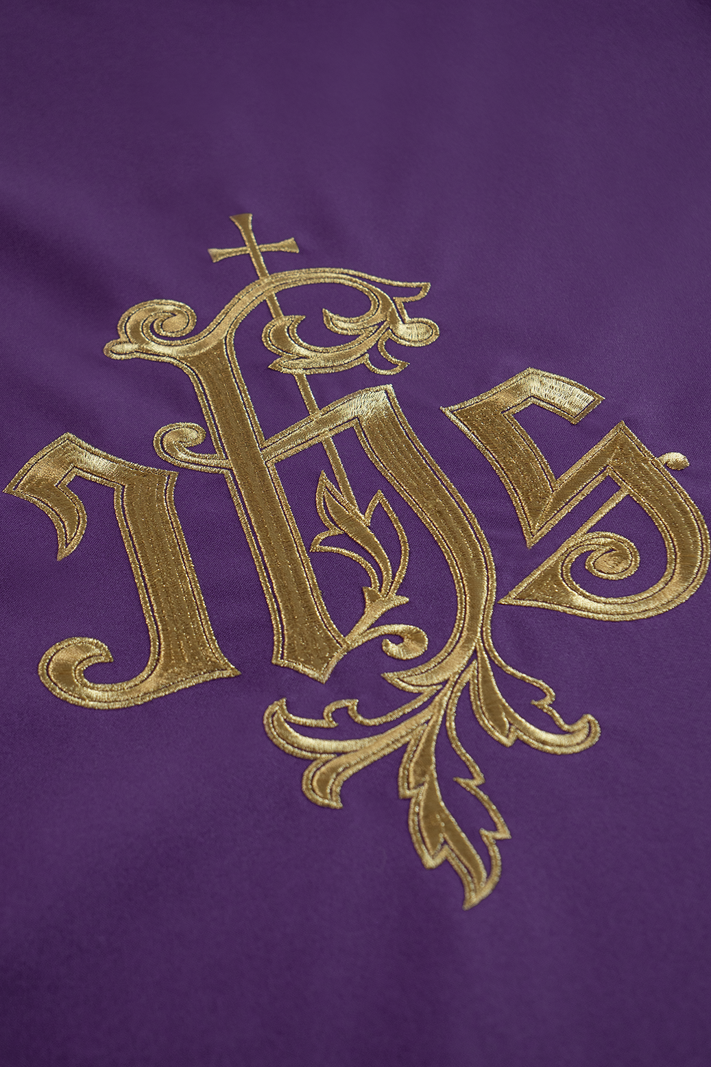 Lectern cover embroidered with IHS symbol in purple