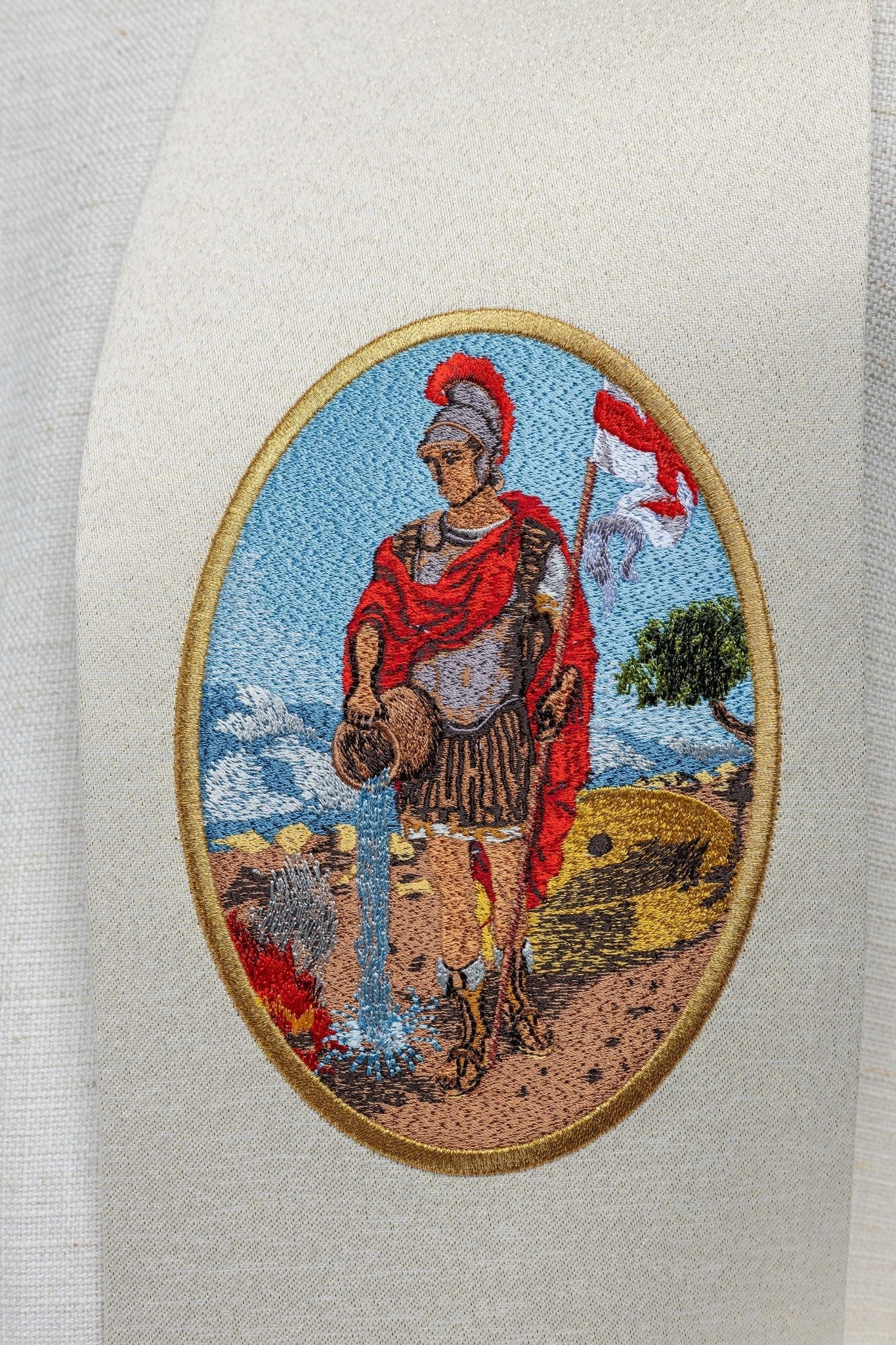 Stole embroidered with the image of St. Florian KSW2/007/05/54 - HAFTINAUSA.COM