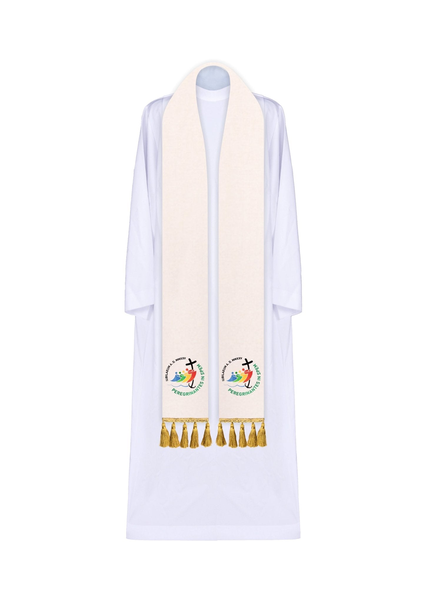 Stole with embroidery JUBILEE ROME 2025 in Ecru JR/001/05/70 - HAFTINAUSA.COM