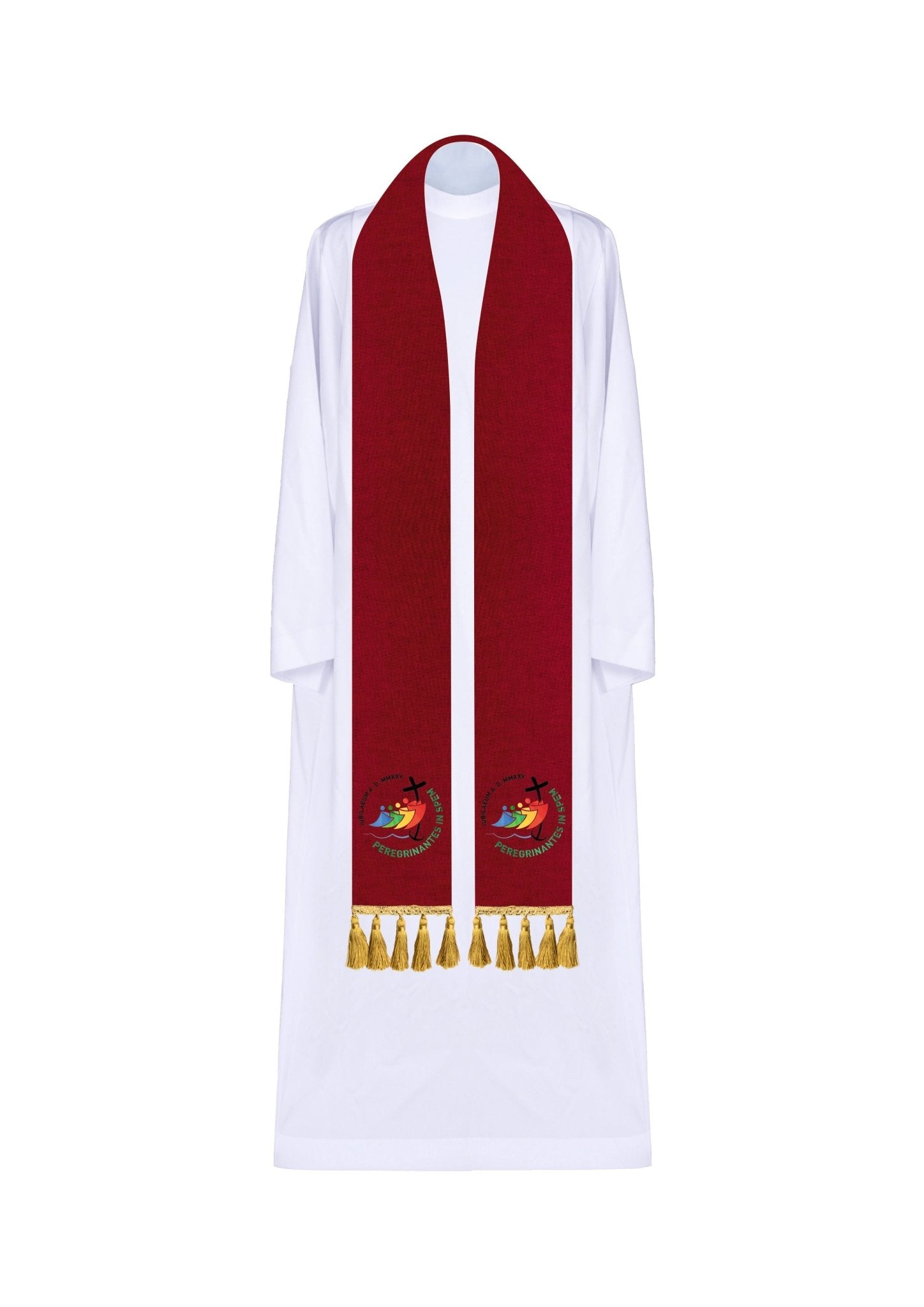 Stole with embroidery JUBILEE ROME 2025 in Red JR/001/02/70 - HAFTINAUSA.COM
