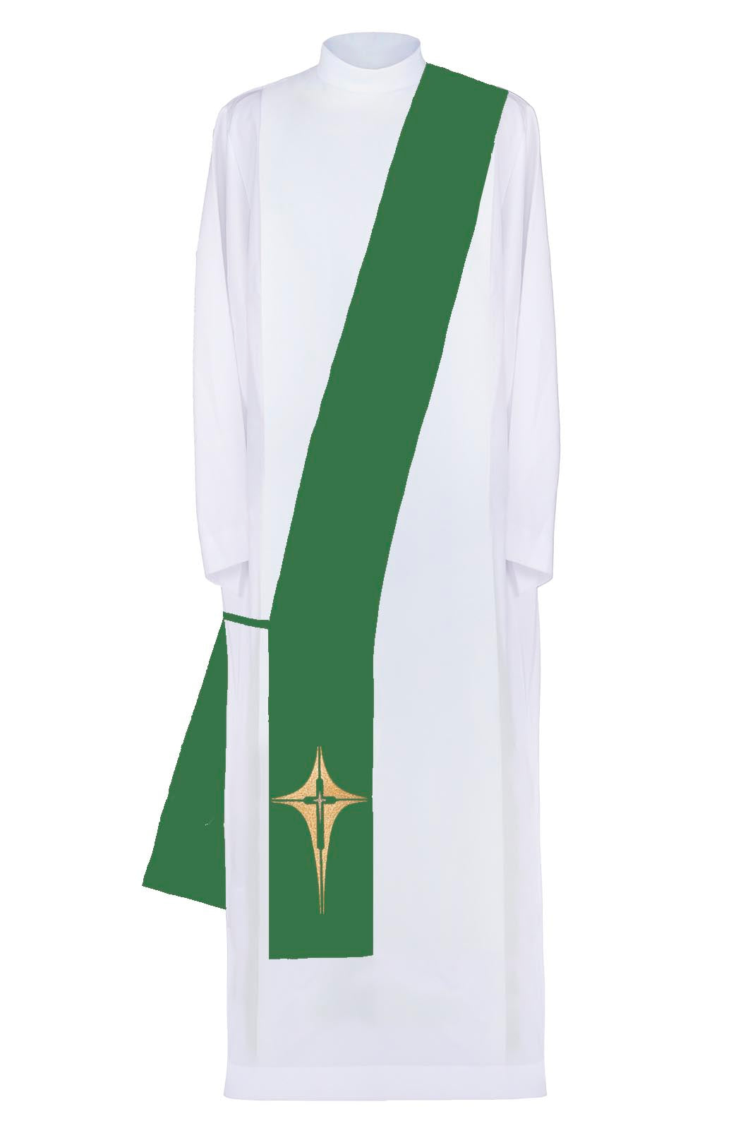 Deacon stole embroidered with a green Cross - HAFTINAUSA.COM