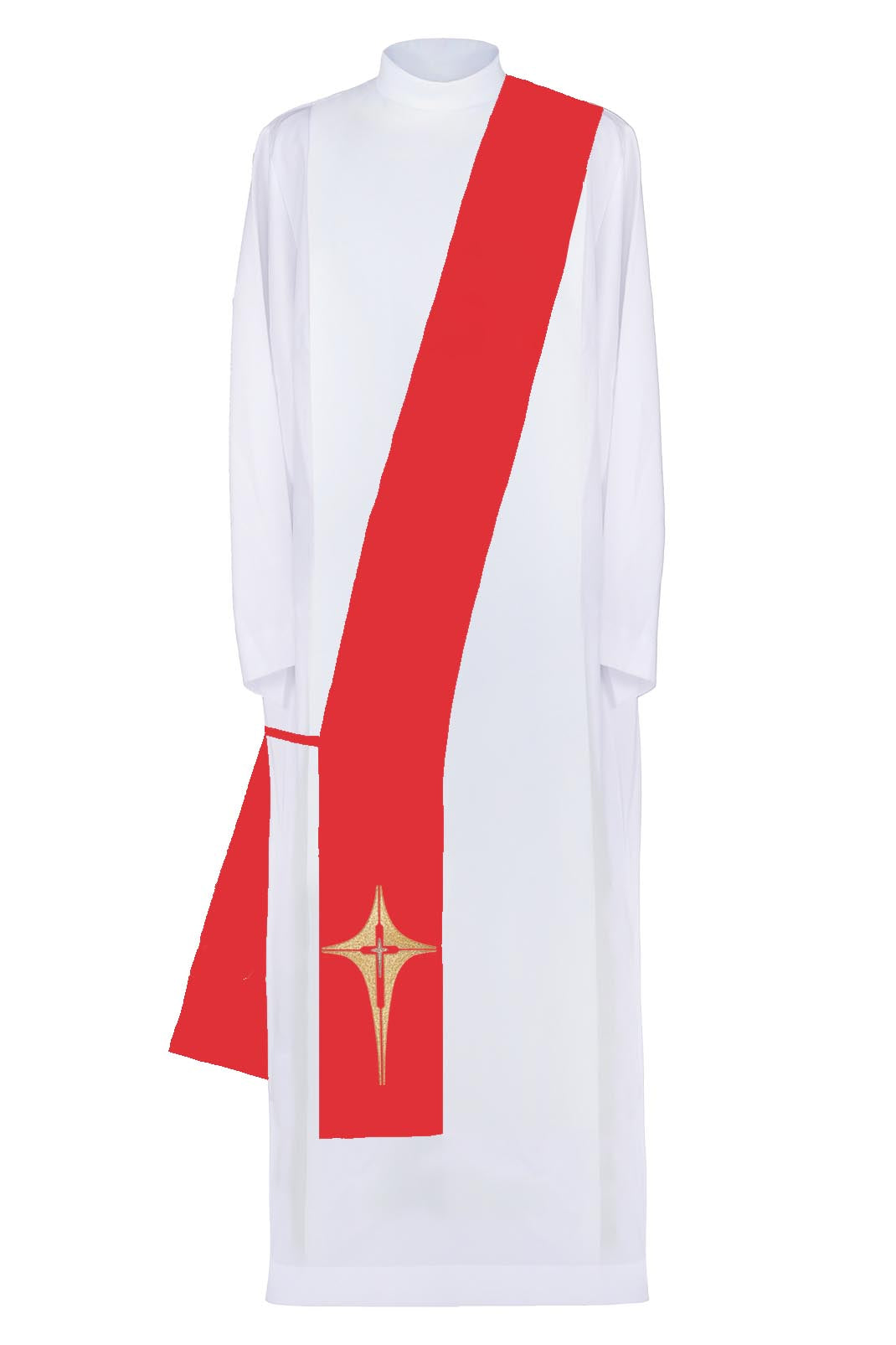 Deacon stole embroidered with a red Cross