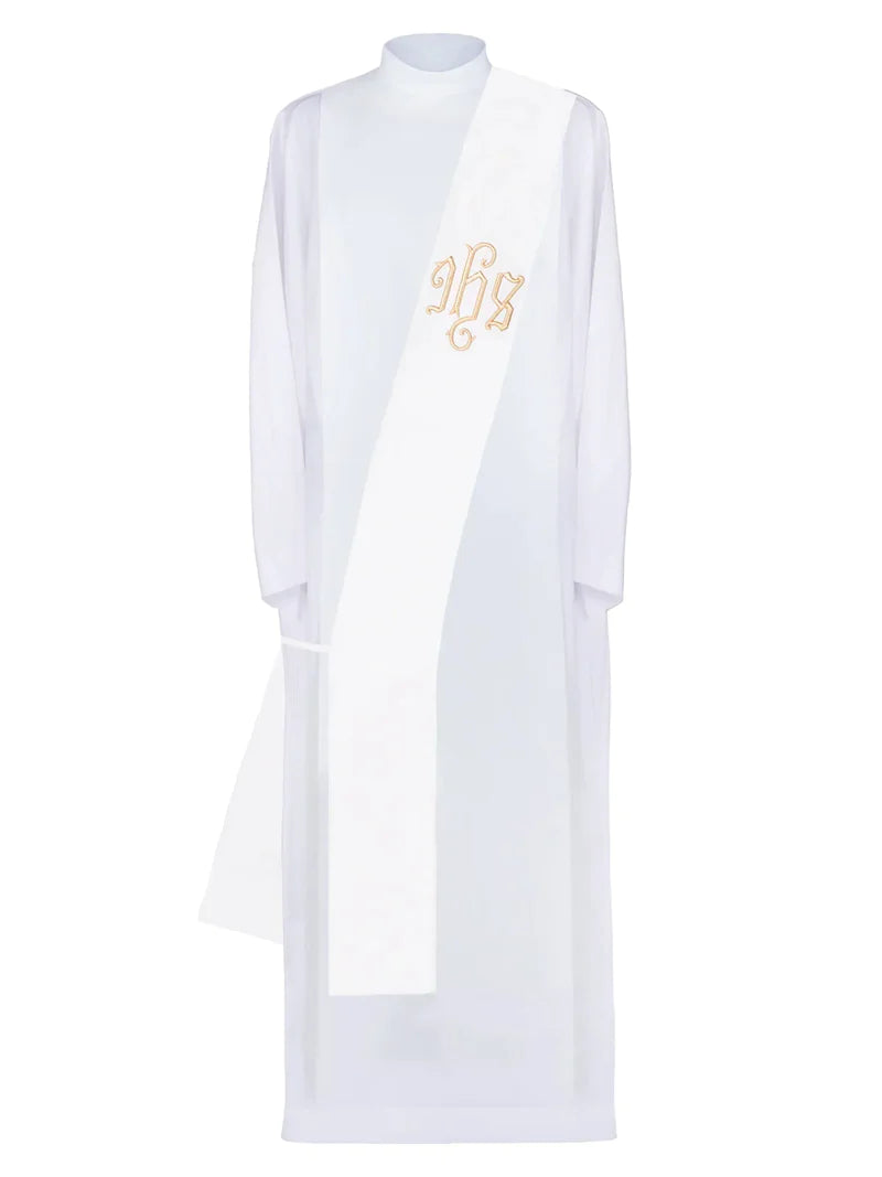 Ecru Deacon stole embroidered with a Cross - HAFTINAUSA.COM