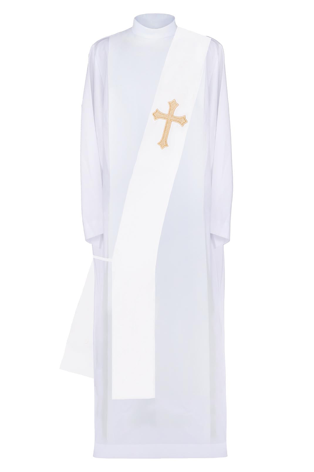 Ecru Deacon stole with a Cross - HAFTINAUSA.COM