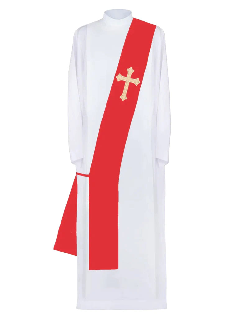 Red Deacon stole with a Cross