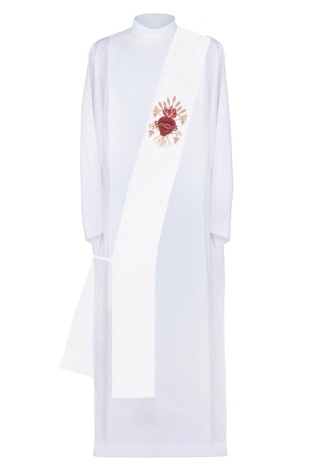 Ecru Deacon stole with the embroidery of the Sacred Heart of Jesus