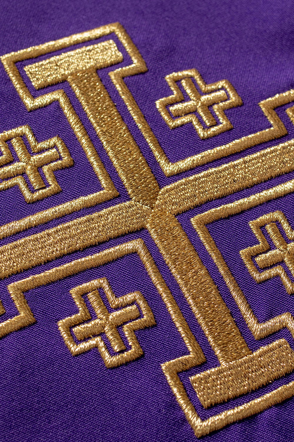 Purple Jerusalem Cross embroidered priestly stole