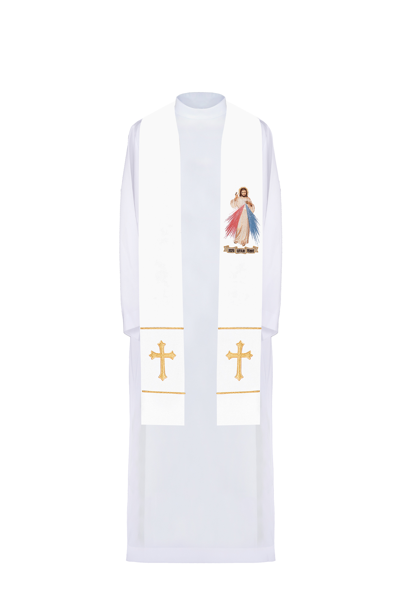 Priestly stole Jesus, I Trust in You in white - HAFTINAUSA.COM