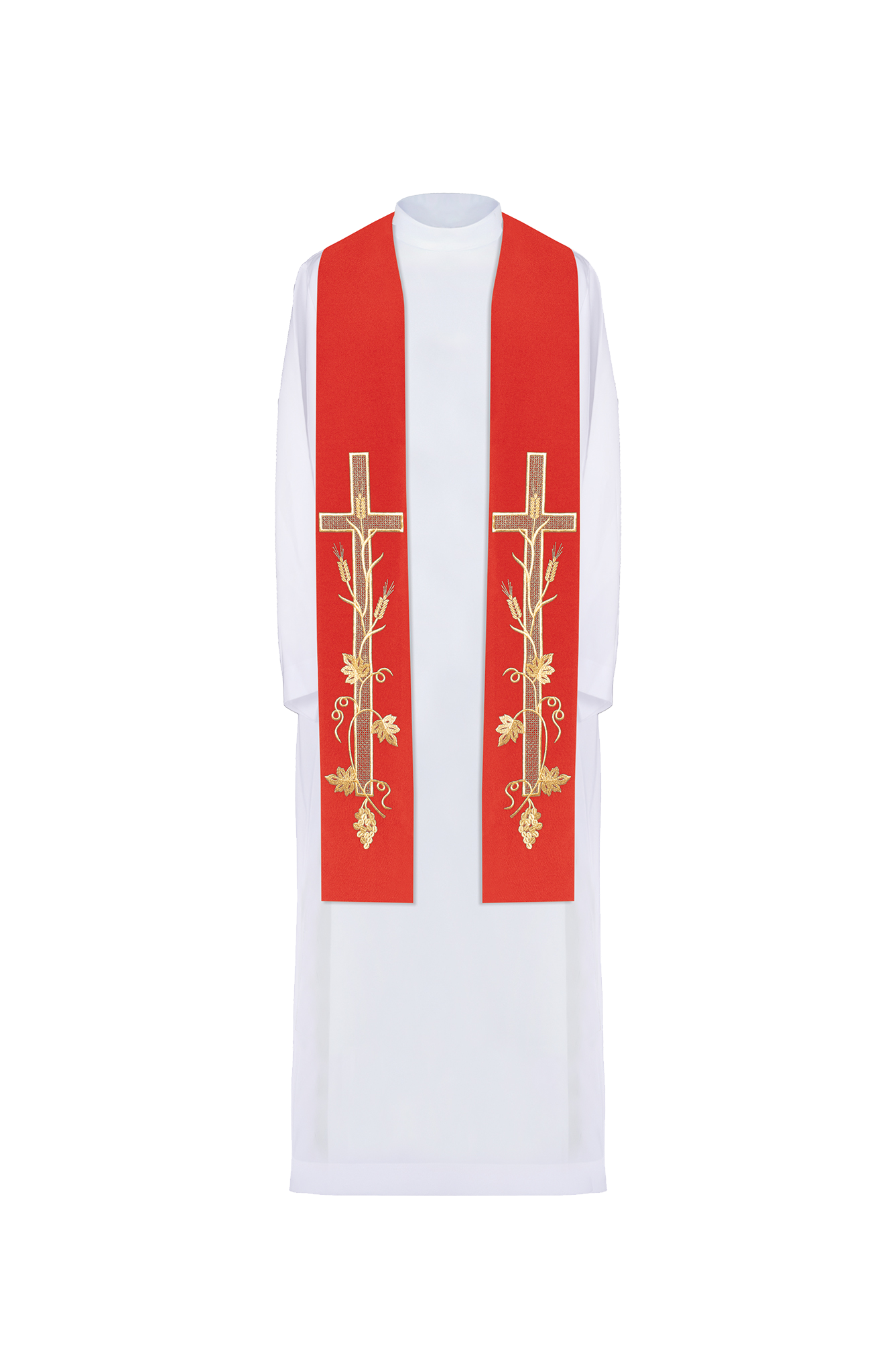 Red priestly stole embroidered with a Cross