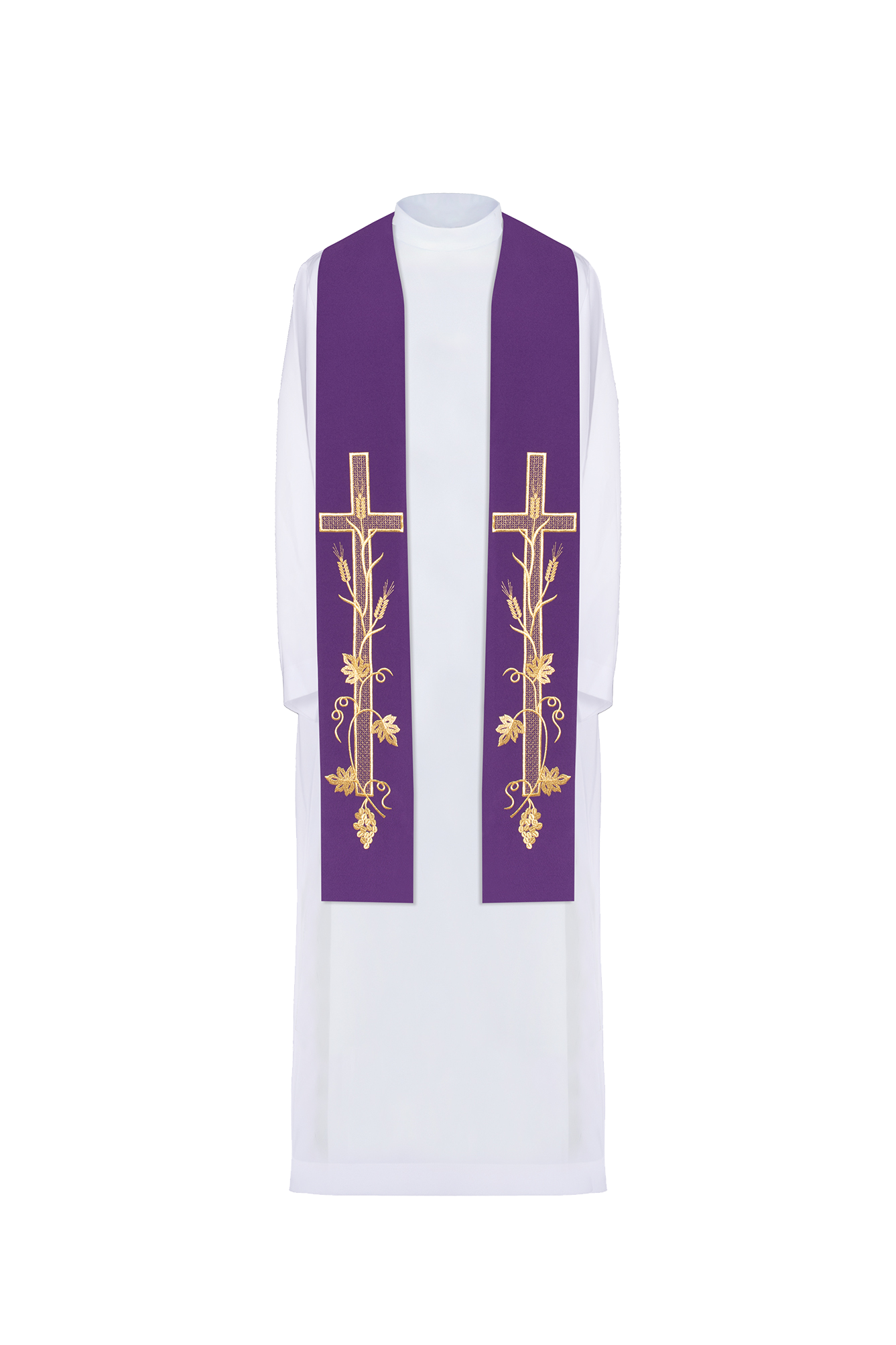 Purple priestly stole embroidered with a Cross