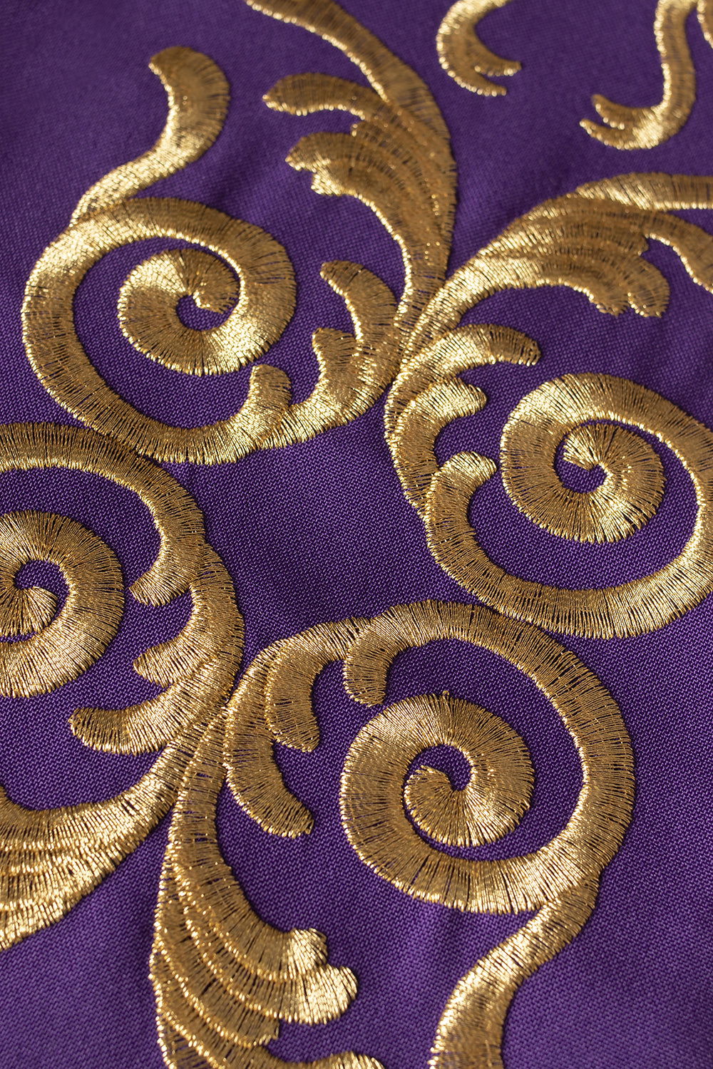 Purple priestly stole embroidered with a cross