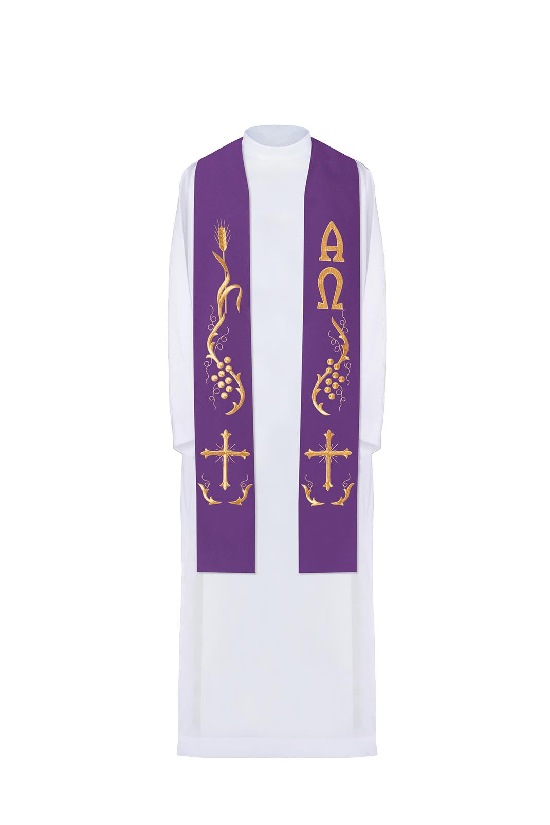 Purple embroidered priestly stole