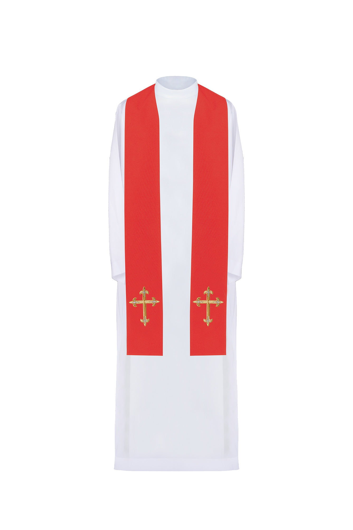 Priestly stole embroidered with a Cross in Red