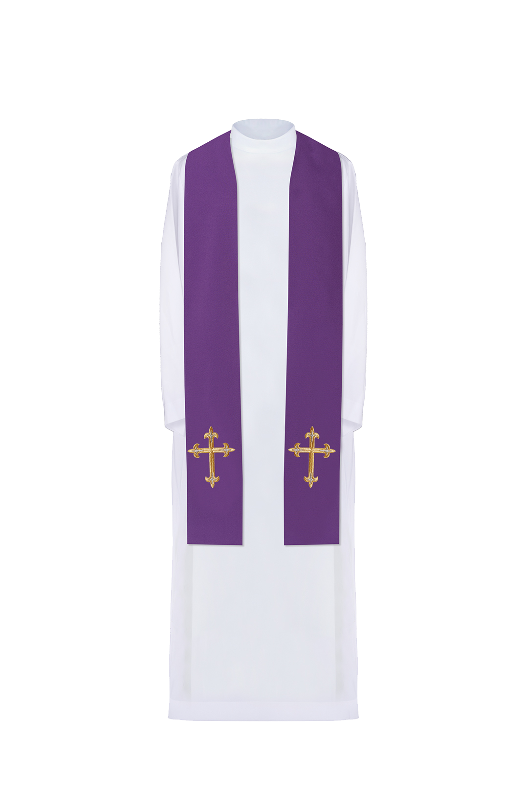 Priestly stole embroidered with a Cross in Purple