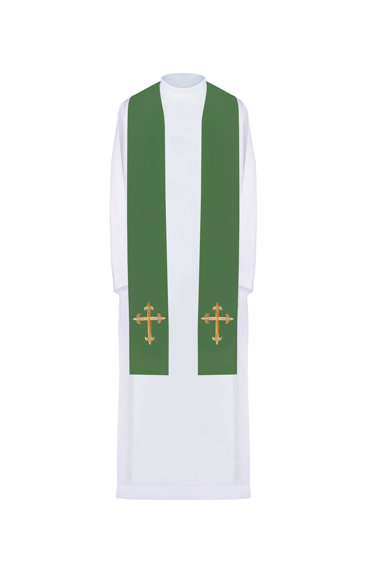 Priestly stole embroidered with a Cross in Green