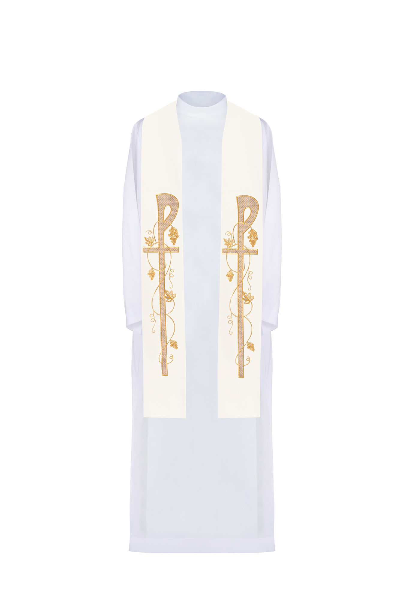 Embroidered ecru priestly stole - HAFTINAUSA.COM