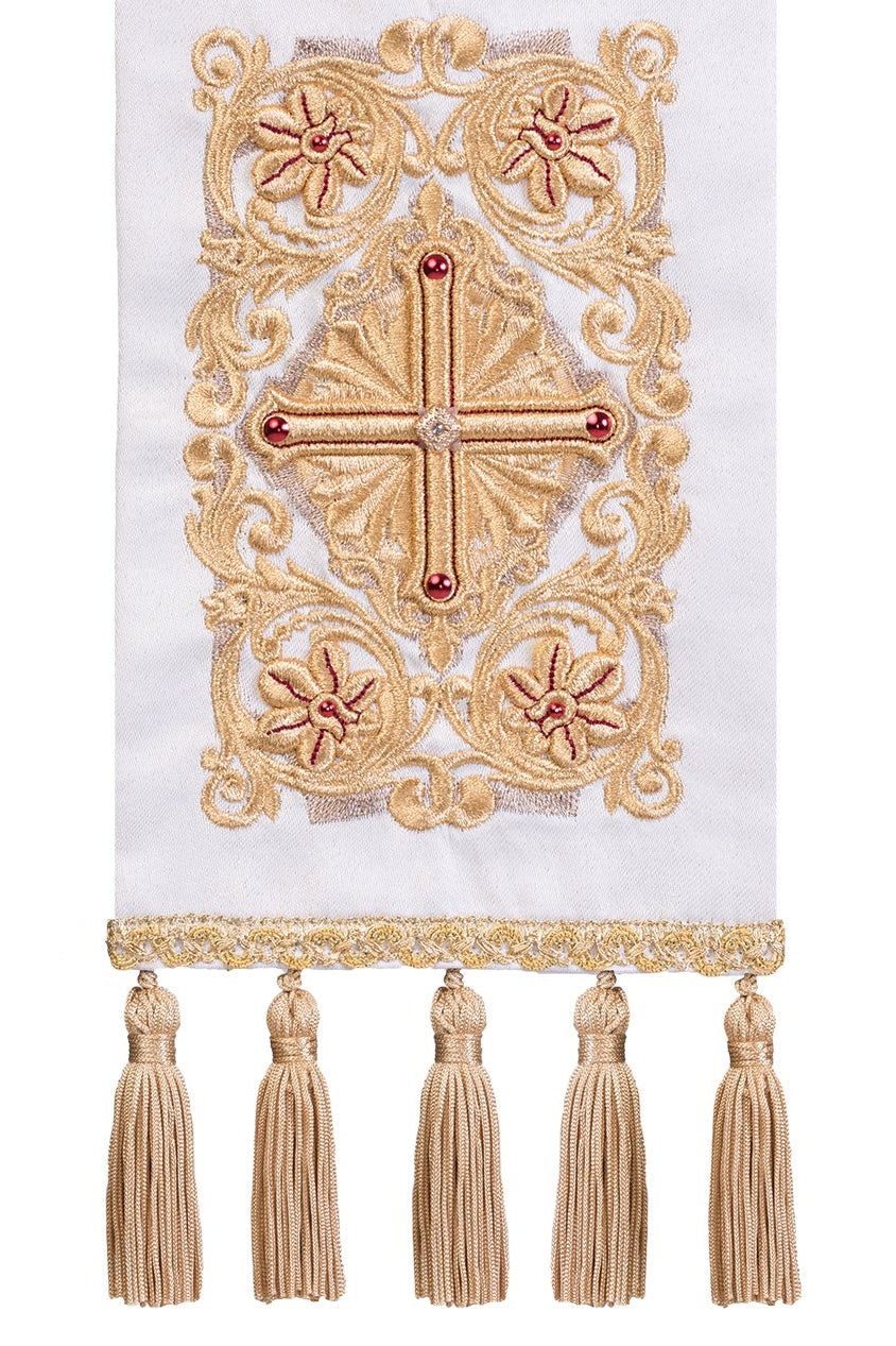 Embroidered priestly stole adorned with golden stones