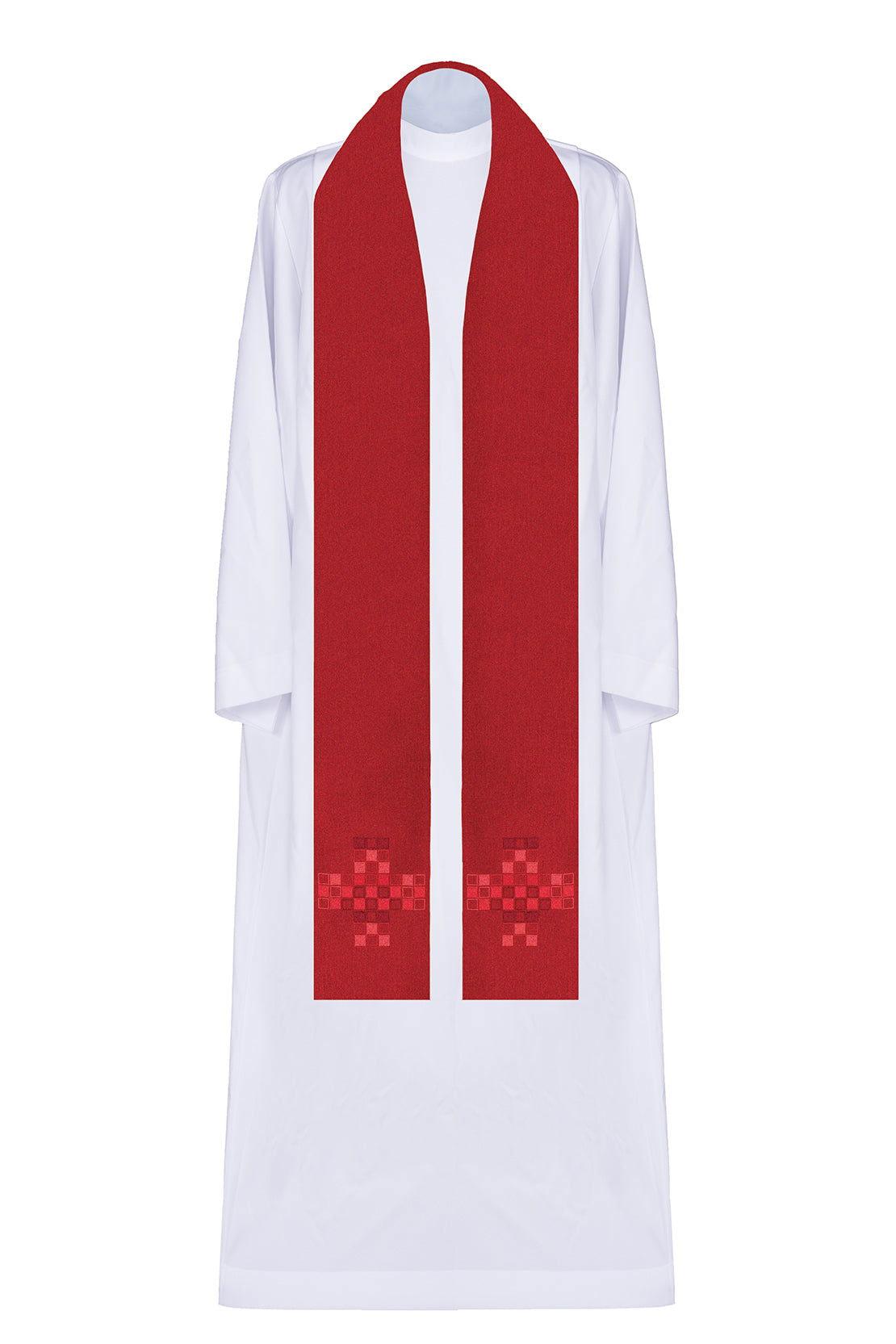 Priest's stole in red with mosaic cross - HAFTINAUSA.COM