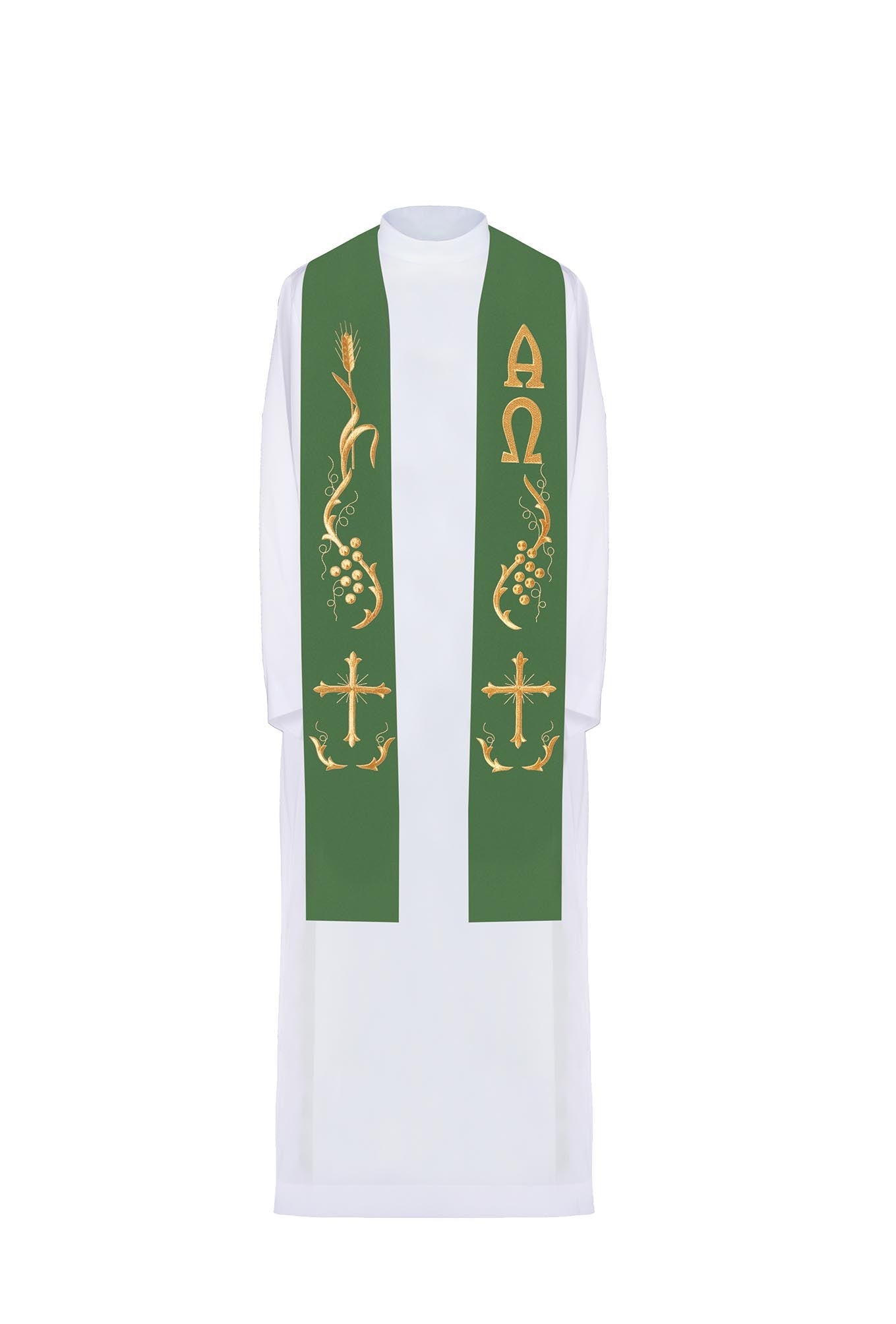 Green priestly stole embroidered - HAFTINAUSA.COM