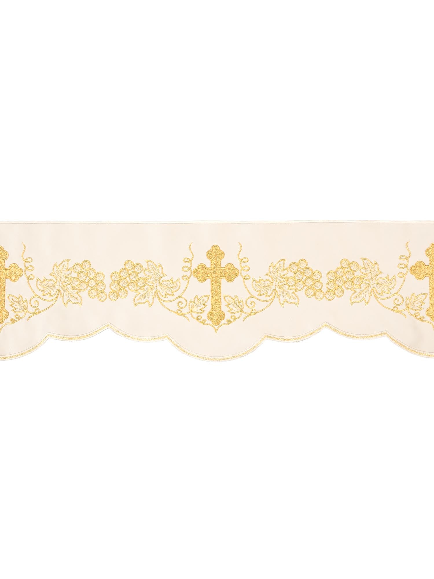 Superfrontal in ecru with Cross and Grapes embroidery KOM/020/05 15cm 3,5m - HAFTINAUSA.COM