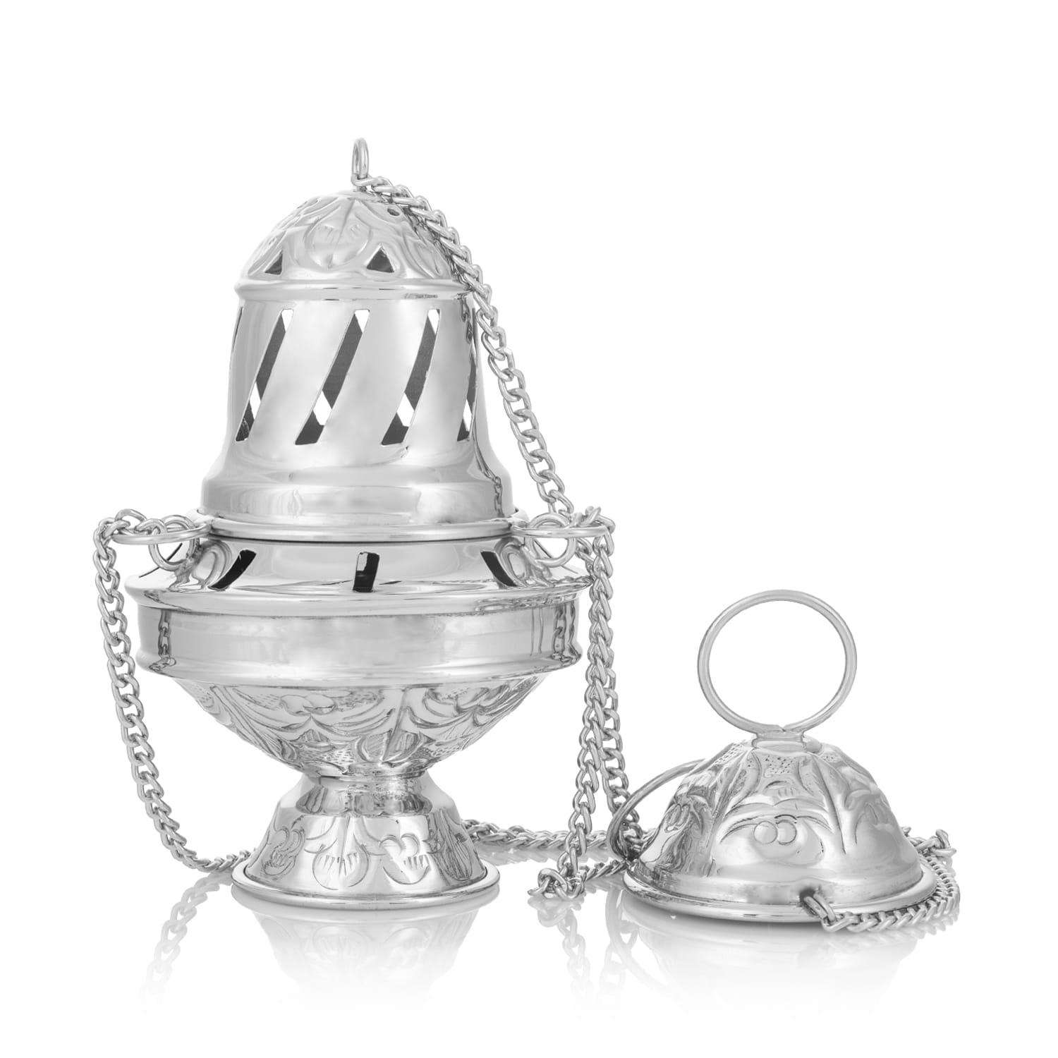 Thurible - 15 cm - Santiago de Compostela - brass - nickel P - 01N - HAFTINAUSA.COM