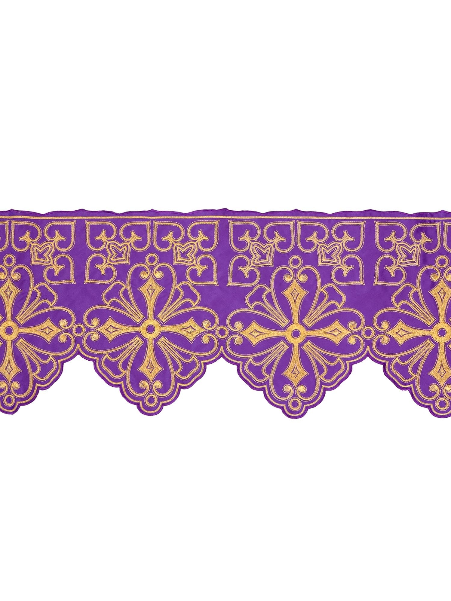Trimmings with front embroidery Rosette in violet KOM/038/03 22cm 3,5m - HAFTINAUSA.COM