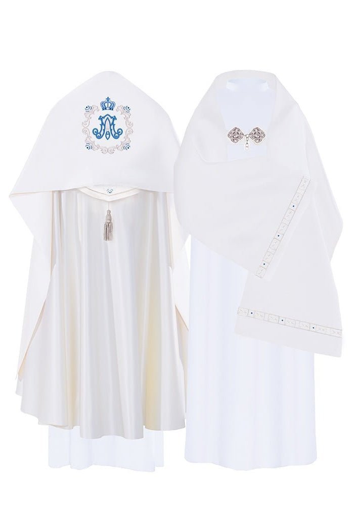 Veil with Marian embroidery in ecru LE/4001/05 - HAFTINAUSA.COM