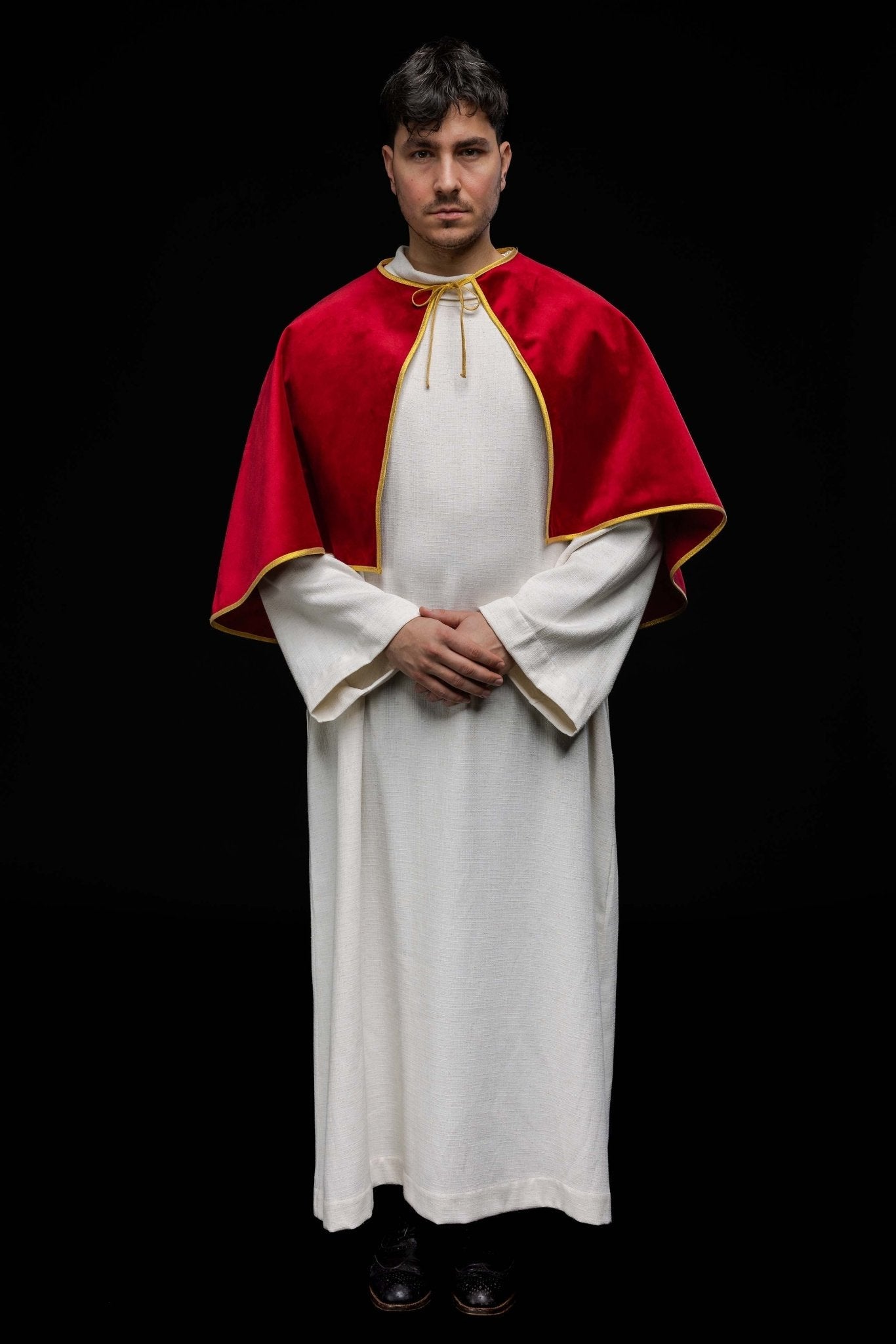 Velvet altar boy cape with ties red KKP/042/02/76 - HAFTINAUSA.COM