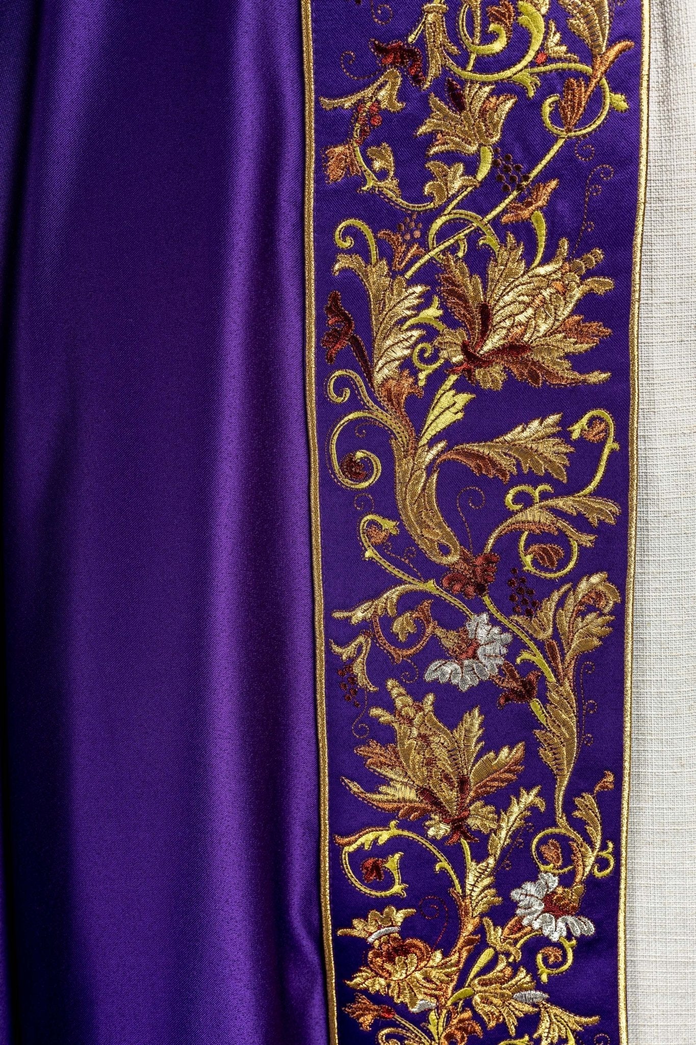 Violet cope with richly gold embroidery KKP/004/03/20 145cm - HAFTINAUSA.COM
