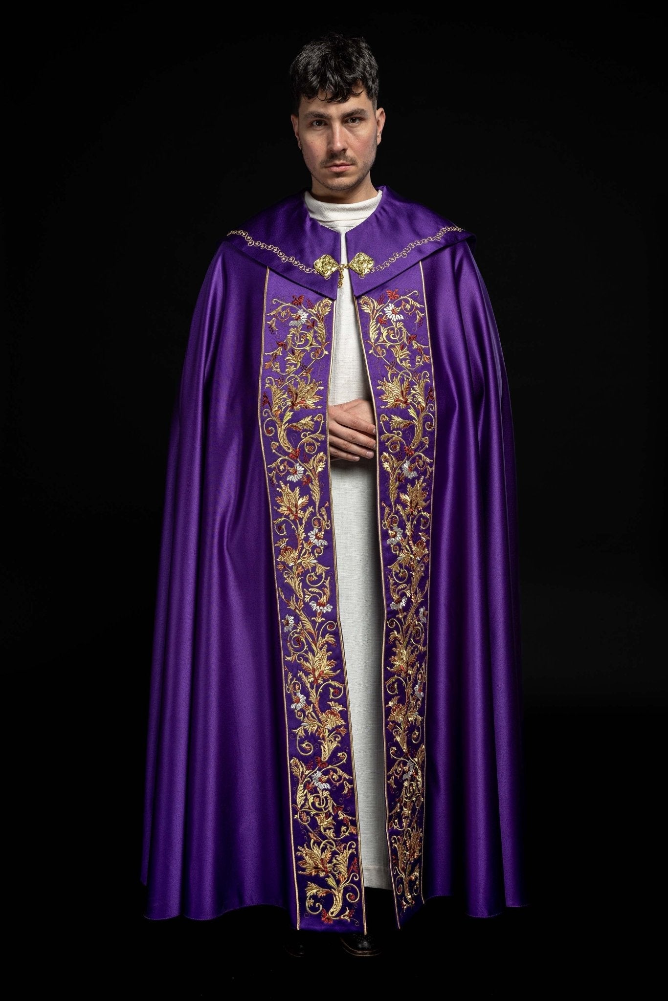 Violet cope with richly gold embroidery KKP/004/03/20 145cm - HAFTINAUSA.COM