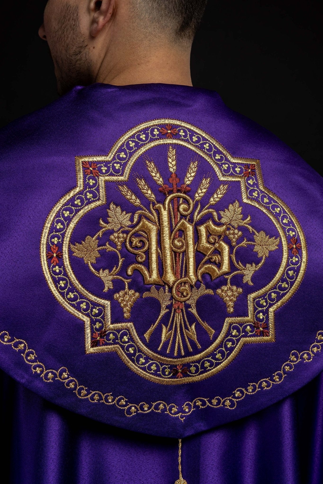 Violet cope with richly gold embroidery KKP/004/03/20 145cm - HAFTINAUSA.COM