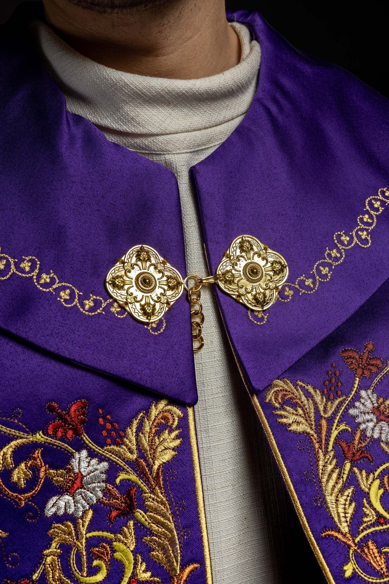 Violet cope with richly gold embroidery KKP/004/03/20 145cm - HAFTINAUSA.COM