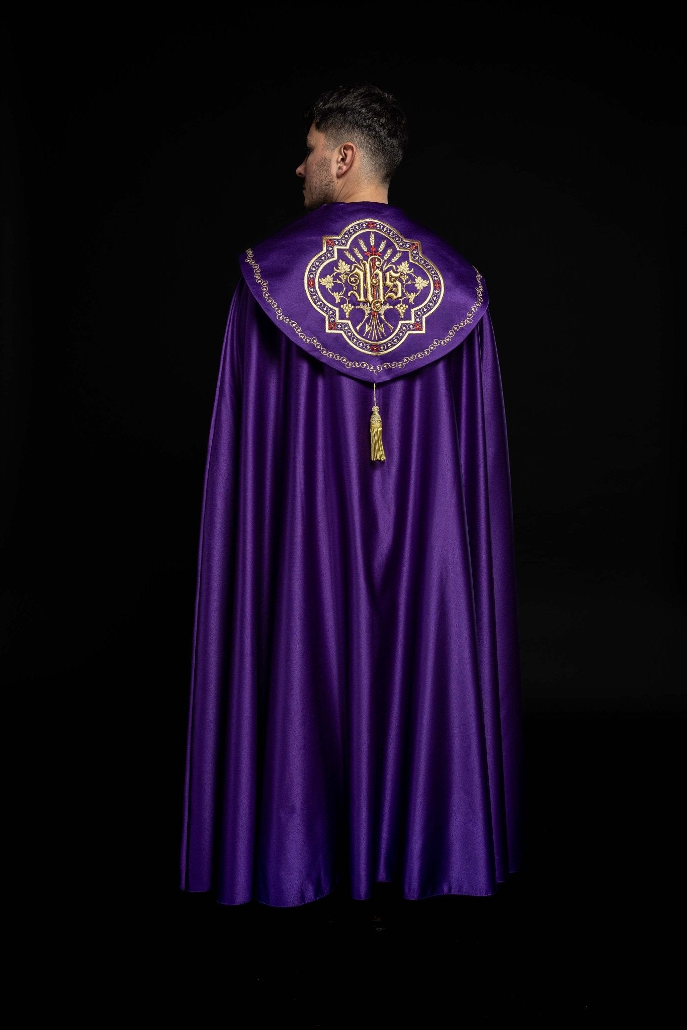 Violet cope with richly gold embroidery KKP/004/03/20 145cm - HAFTINAUSA.COM