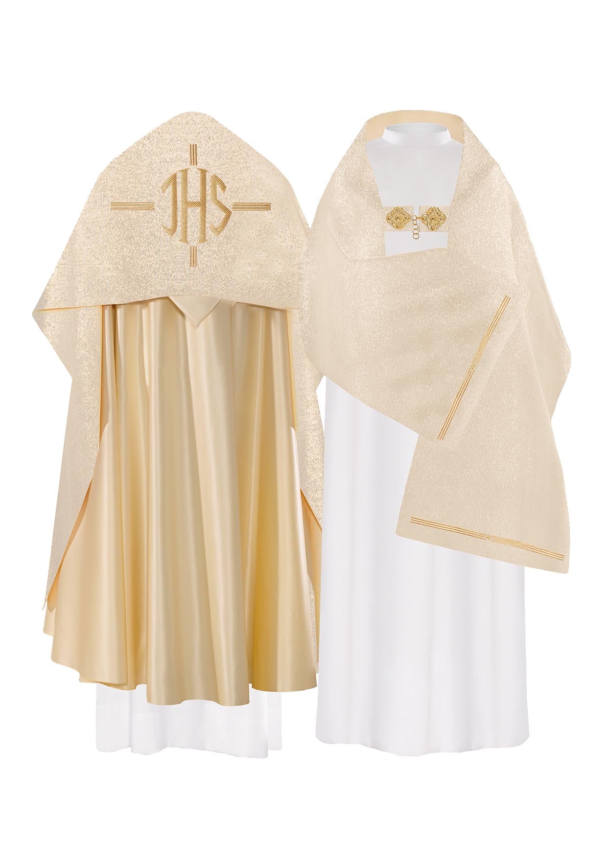 Ecru IHS embroidered liturgical veil