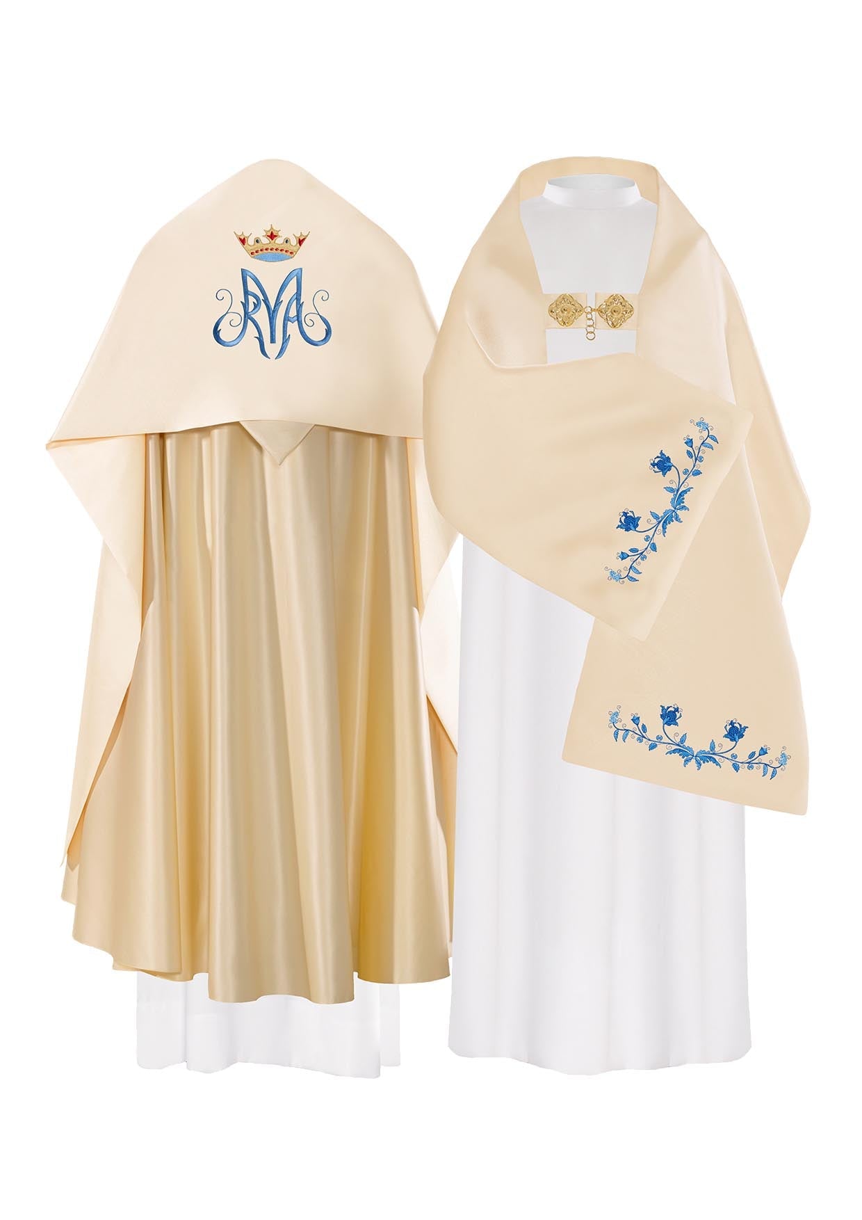 Ecru liturgical veil with Mary's motif